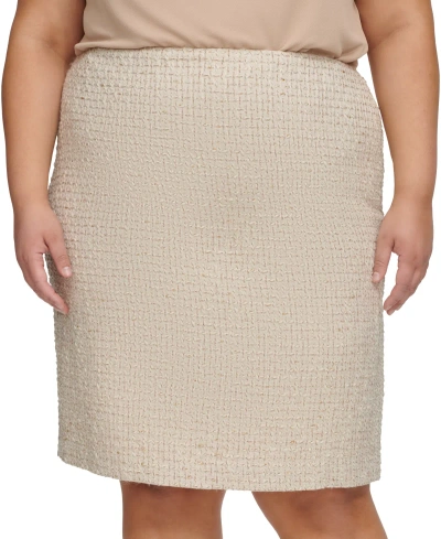 Calvin Klein Plus Size Novelty-tweed Pencil Skirt In Nomad Multi