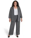 Calvin Klein Plus Size Pinstripe Long Sleeve Blazer In Blue