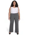 Calvin Klein Plus Size Pinstriped Mid Rise Pants In White
