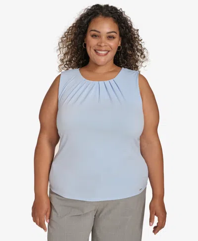 Calvin Klein Plus Size Pleat-neck Camisole In Sky