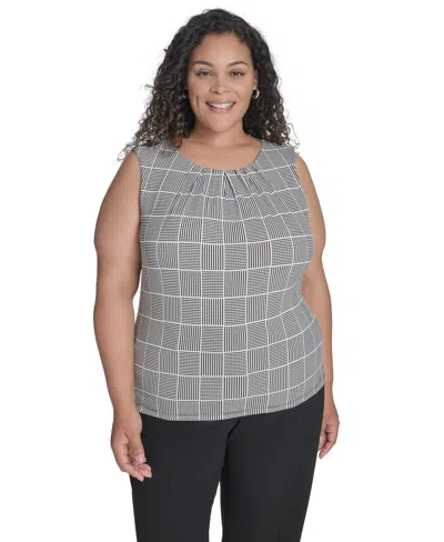 Calvin Klein Plus Size Pleated Top In Gray