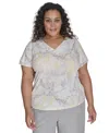 CALVIN KLEIN PLUS SIZE PRINTED V-NECK FLUTTER SLEEVE BLOUSE