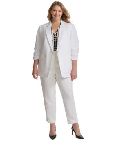 CALVIN KLEIN PLUS SIZE RUCHED 3 4 SLEEVE BLAZER MID RISE CUFFED ANKLE PANTS