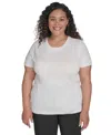 Calvin Klein Plus Size Textured Short-sleeve Sweater In White
