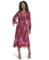 Calvin Klein Plus Size Tie Sleeve Midi Dress In Multi