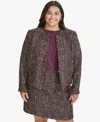 Calvin Klein Plus Size Tweed Open-front Jacket In Blck Multi