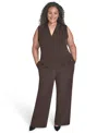 Calvin Klein Plus Size V-neck Camisole Top In Brown