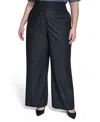 Calvin Klein Plus Size Wide-leg Mid Rise Pants In Black