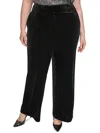 Calvin Klein Plus Whitney Womens Velvet Mid Rise Wide Leg Pants In Black