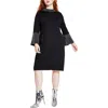 Calvin Klein Plus Womens Embellished Mock Neck Sweaterdress In Black