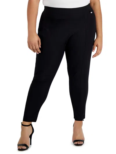 Calvin Klein Plus Womens High Rise Logo Skinny Pants In Black