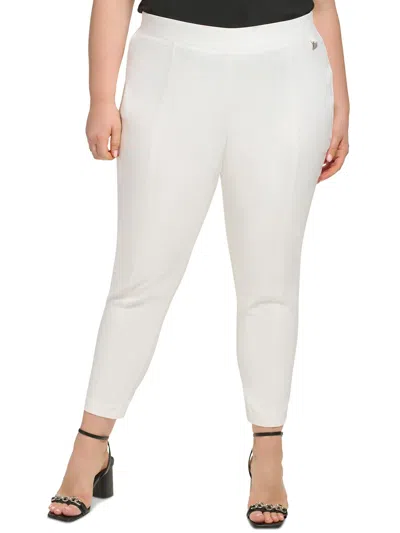 Calvin Klein Plus Womens High Rise Logo Skinny Pants In White