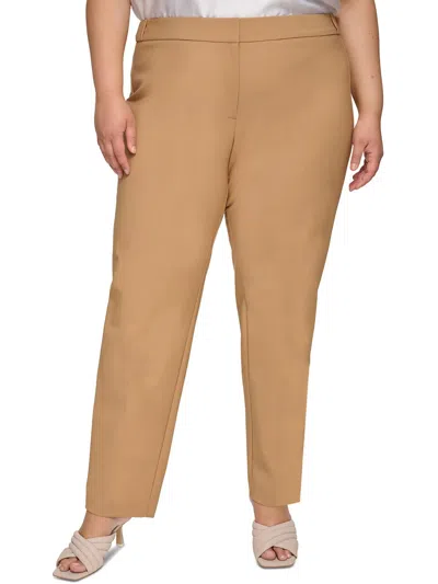 Calvin Klein Plus Womens High Rise Slim Leg Ankle Pants In Multi