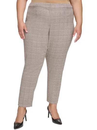 Calvin Klein Plus Womens High Rise Stretch Ankle Pants In Multi