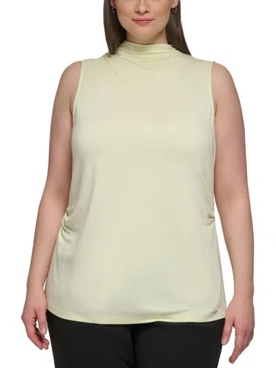 Calvin Klein Plus Womens Knit Jersey Shell In Yellow
