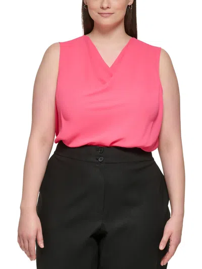 Calvin Klein Plus Womens Lightweight Pullover Top In Pink