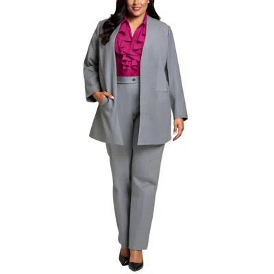 Calvin Klein Plus Womens Pinstripe Polyester Collarless Blazer