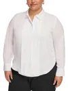 Calvin Klein Plus Womens Pleated Office Blouse In White