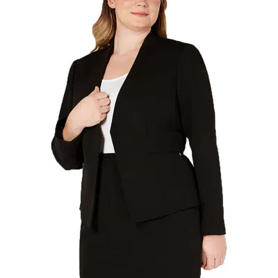 Calvin Klein Plus Womens Pocket Polyester Open-front Blazer In Black