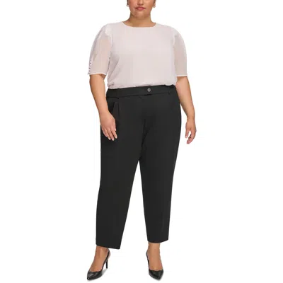 Calvin Klein Plus Womens Pocket Rayon Cropped Pants In Black
