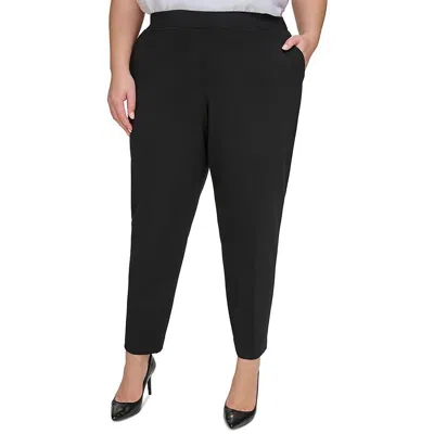 Calvin Klein Plus Womens Pocket Rayon Straight Leg Pants In Black