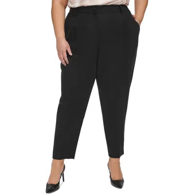 Calvin Klein Plus Womens Pocket Rayon Straight Leg Pants In Black