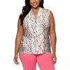 Calvin Klein Plus Womens Printed V-neck Pullover Top