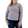 Calvin Klein Plus Size Mock Turtleneck Cutout Sweater In Grey
