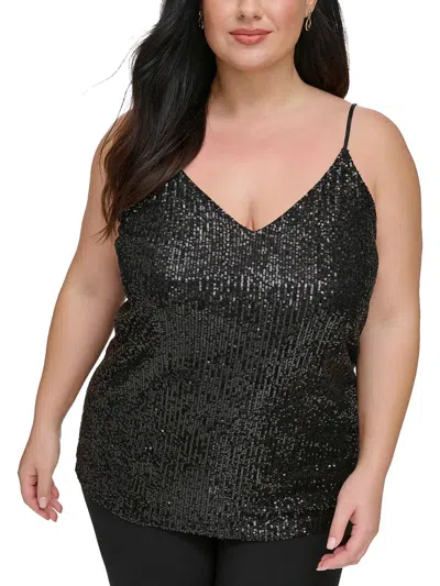 Calvin Klein Plus Womens Sequined Workday Camisole In Black