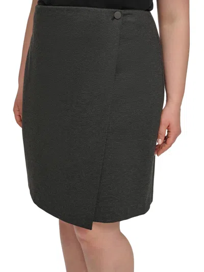 Calvin Klein Plus Womens Short Printed Mini Skirt In Black