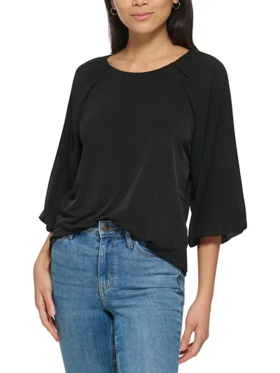 Calvin Klein Plus Womens Solid Dolman Sleeve Blouse In Black