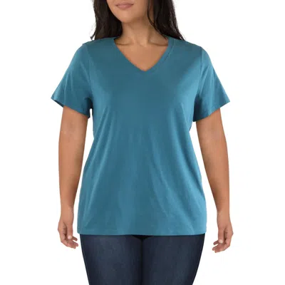 Calvin Klein Plus Womens Solid Knit Pullover Top In Blue