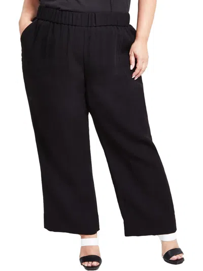 Calvin Klein Plus Womens Solid Knit Trouser Pants In Black