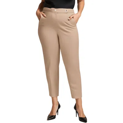 Calvin Klein Plus Womens Solid Linen Straight Leg Pants In Brown