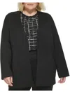 Shop Calvin Klein Plus Womens Solid Ponte Collarless Blazer In Black