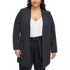 Calvin Klein Plus Size Shawl-collar Open-front Blazer In Blue