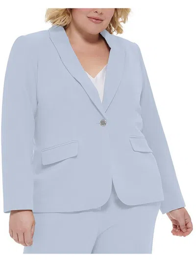 Calvin Klein Plus Womens Suit Separate Office Wear One-button Blazer In Blue