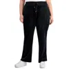 Calvin Klein Plus Womens Velour Drawstring Wide Leg Pants In Black