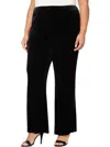 Calvin Klein Plus Whitney Womens Velvet Mid Rise Wide Leg Pants In Black