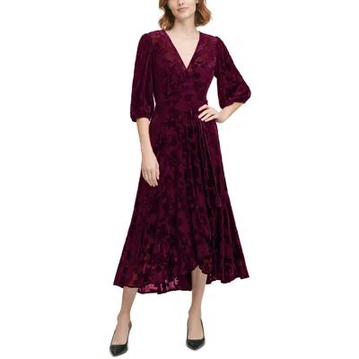 Calvin Klein Plus Womens Velvet Surplice Maxi Dress In Red