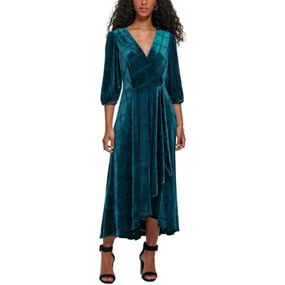 Calvin Klein Plus Womens Velvet Tea Wrap Dress In Multi