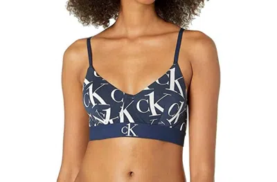 Calvin Klein Plush 8.25 Lightly Lined Bralette In Blue Shadow