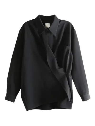 Calvin Klein Pocket Draped Shirt In Black
