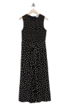 Calvin Klein Polka Dot Smocked Jumpsuit In Black