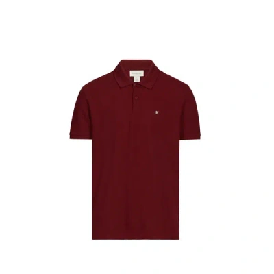 Calvin Klein Polo Manches Courtes En Coton In Burgundy