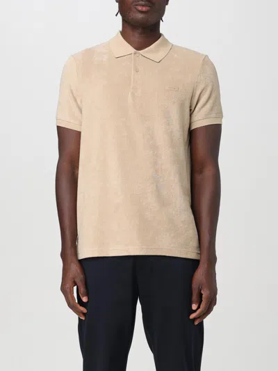 Calvin Klein Mens Short Sleeve Collar Polo In Beige