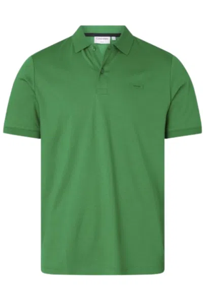 Calvin Klein Polo Smooth Cotton Slim Polo In Verde