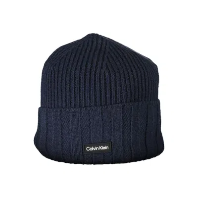 Calvin Klein Chic Contrast Detail Wool Blend Cap In Blue
