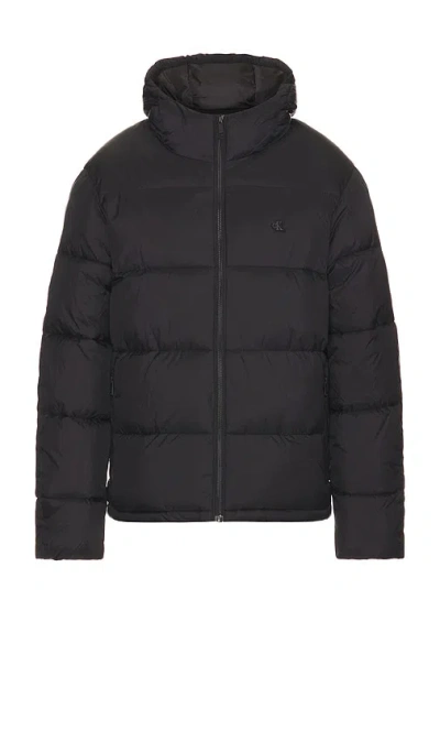 Calvin Klein Polyfill Hooded Puffer Jacket In Black