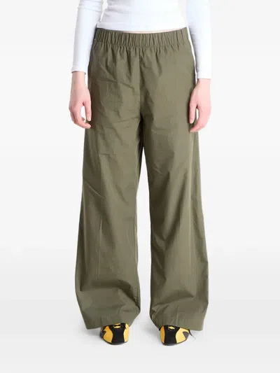 Calvin Klein Poplin Ewaist Pull O Elasticated Trousers In Green